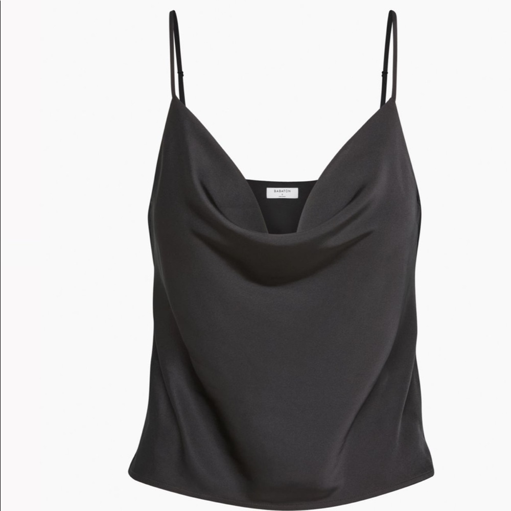Aritzia Cowl Neck Silky Black Tank